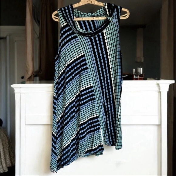 Habitat Clothes To Live In Dress Sz M Artsy Textured Polka Dots Asymmetrical EUC - Picture 1 of 14